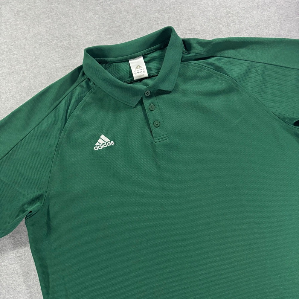 Adidas ClimaCool Mens XL Green Short Sleeve Golf Polo Shirt 3 Stripe 478639